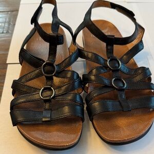 Black Leather Sandals with Adjustable Buckles
